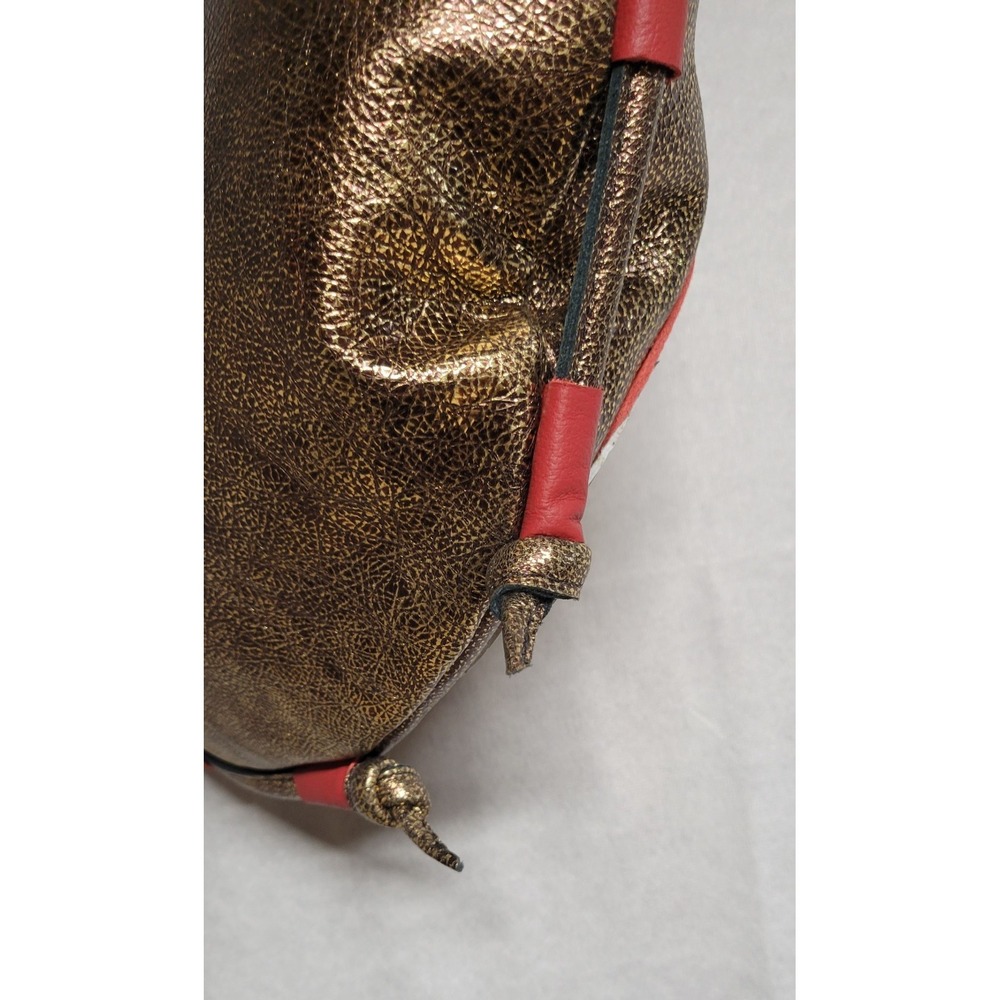 Copper With Multicolor Leather Patchwork  And Plastic Eye Trim Leather Hobo Bag - Picture 4 of 9